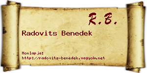 Radovits Benedek névjegykártya